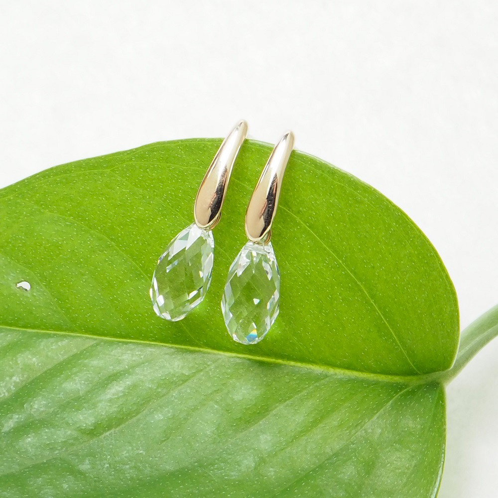 K10 瑞々しい  透明 な 滴 の ドロップ クリスタル ピアス　一点物