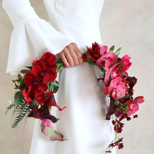 即納品可能】優雅なボルドーバレリーナブーケ／ウェディングブーケ