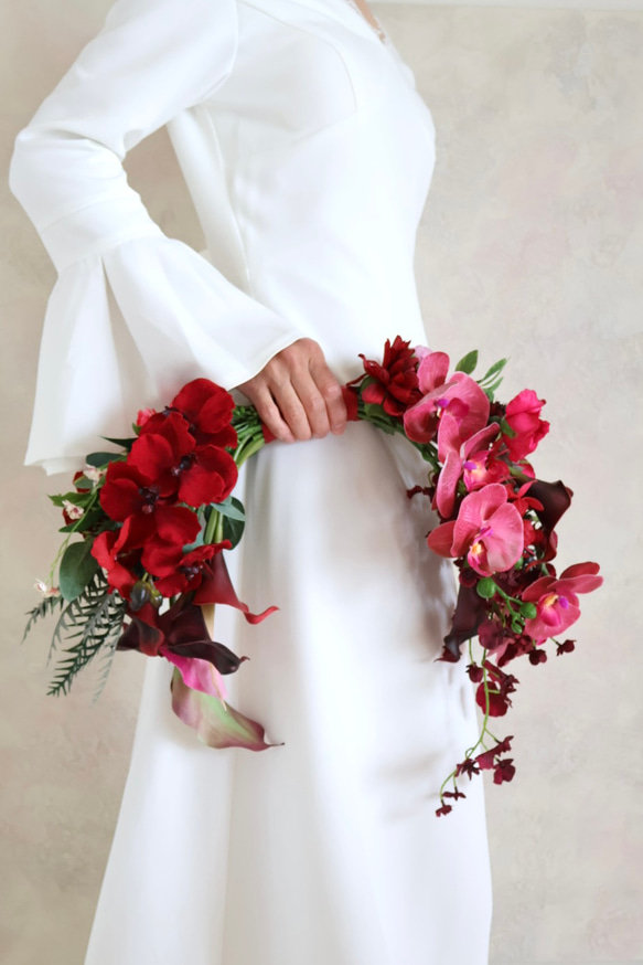 即納品可能】優雅なボルドーバレリーナブーケ／ウェディングブーケ