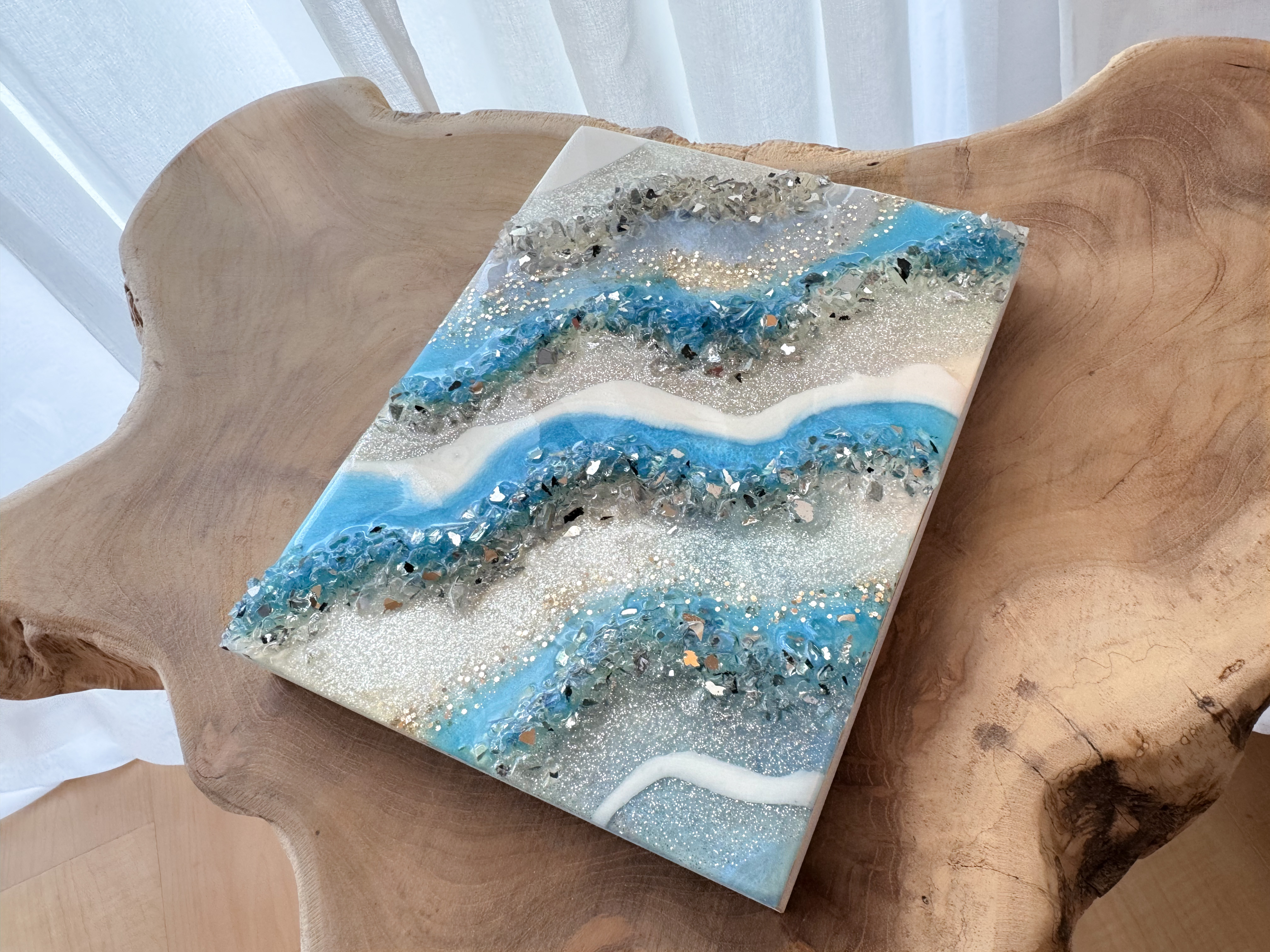 アウトレットsale‼︎海辺に輝く波アート/インテリアパネル