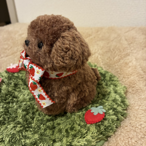 うるうるおめめのいちごちゃん＊ 毛糸ポンポン置き物マスコット トイ