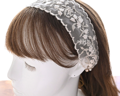 CA4LA レース 花柄 チュール 刺繍 ヘアバンド 美品 希少 ターバン風 安く 買う 方法ファッション - CA4LA レース 花柄 チュール 刺繍