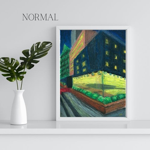 アートポスター】「街角」/クレパスアート-A4サイズ（2022年