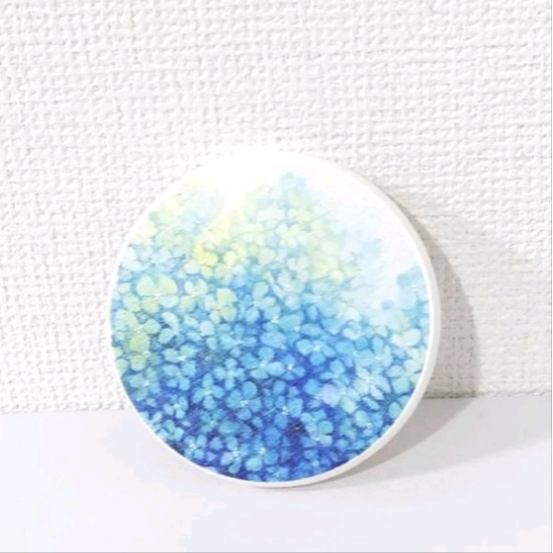 紫陽花の珪藻土コースター 水色 爽やか 青 ギフトラッピング