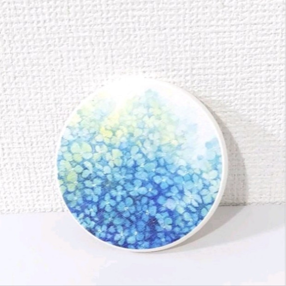紫陽花の珪藻土コースター 水色 爽やか 青 ギフトラッピング あじさい