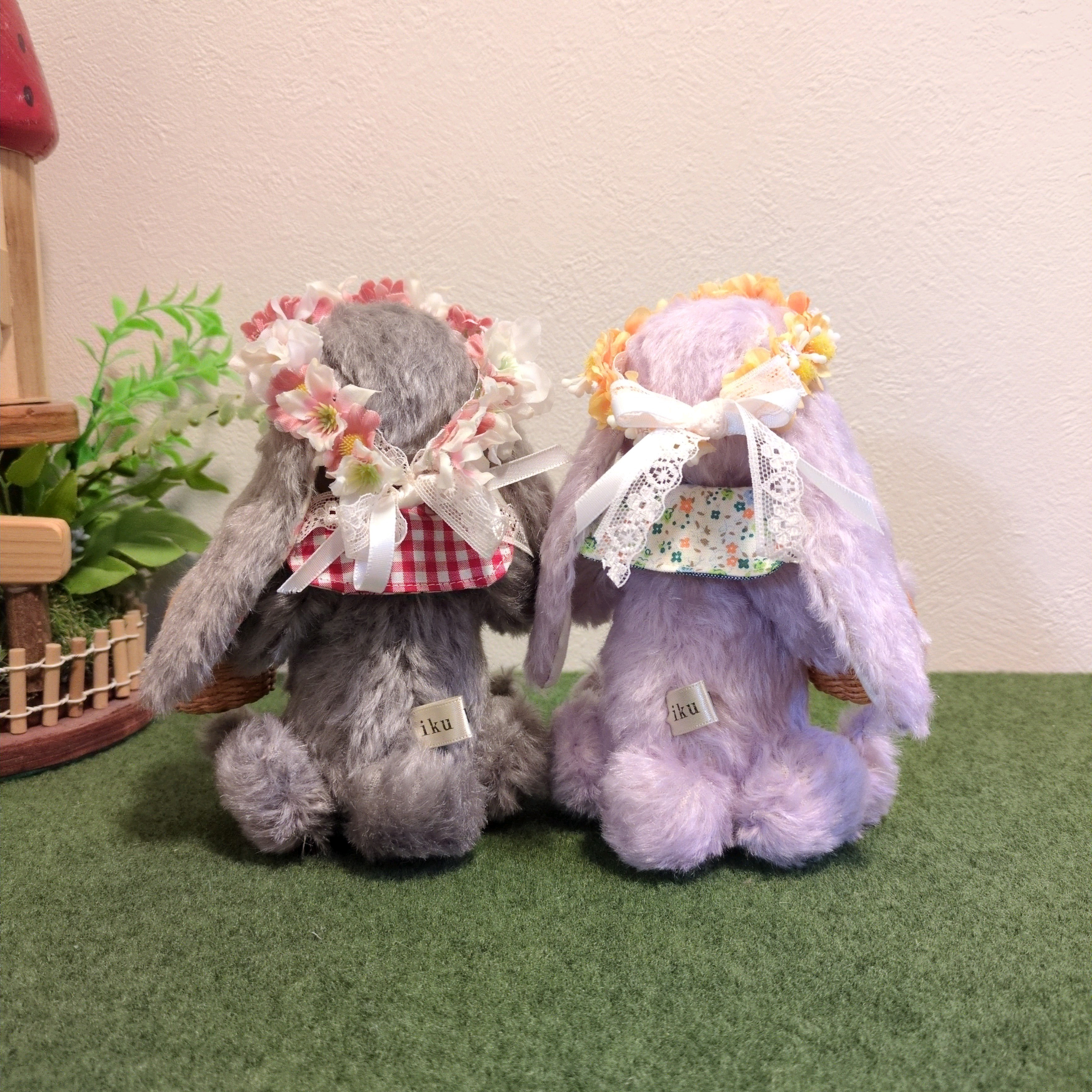 花摘みへ行こう！ ドイツ製モヘアの垂れ耳うさぎちゃん【グレー】