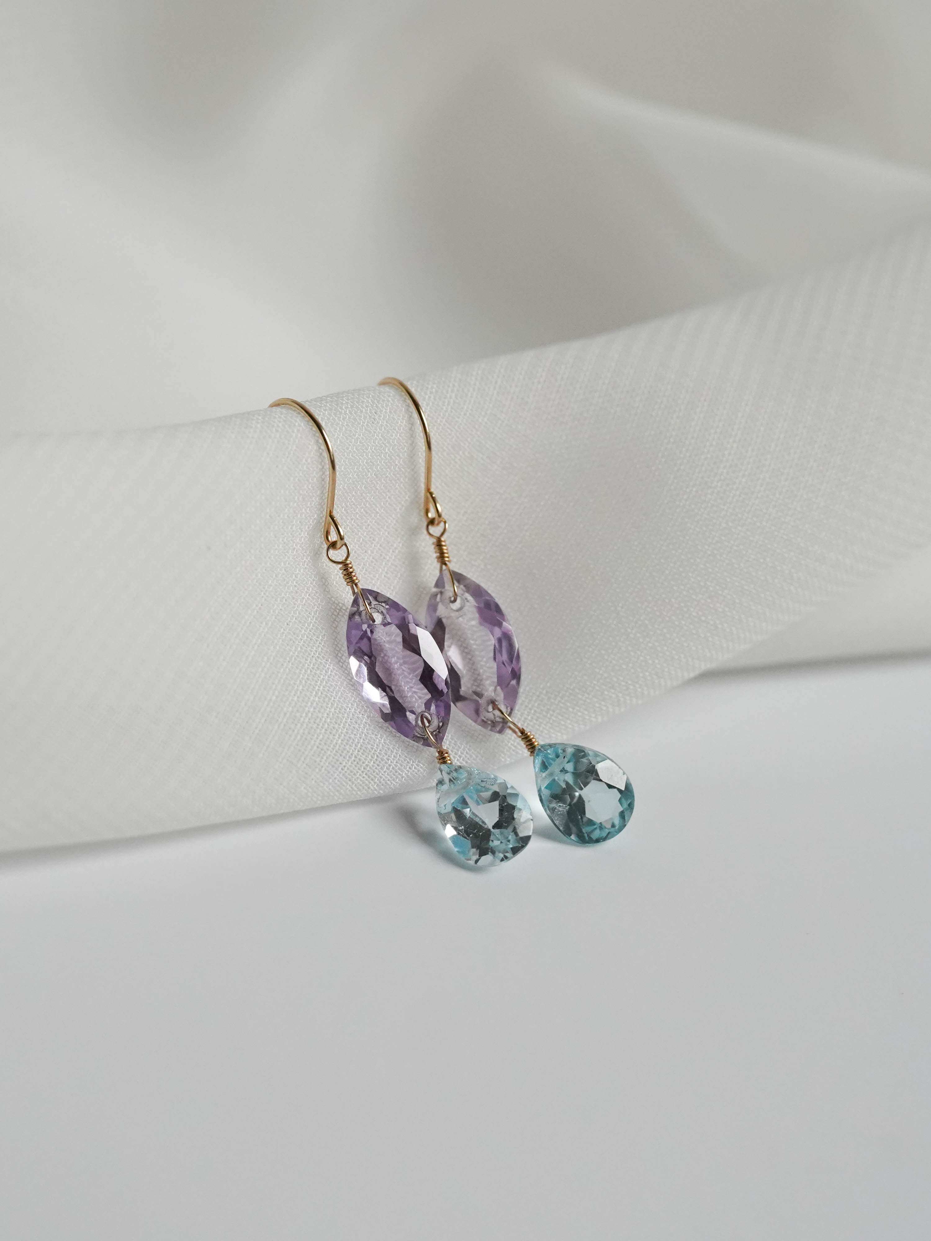 アメジスト×トパーズ ミックスストーンピアス