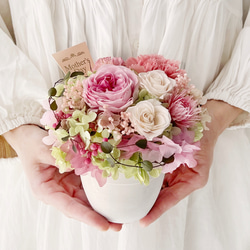 プリザーブドフラワー てまりピンク フラワーアレンジメント 花 ギフト