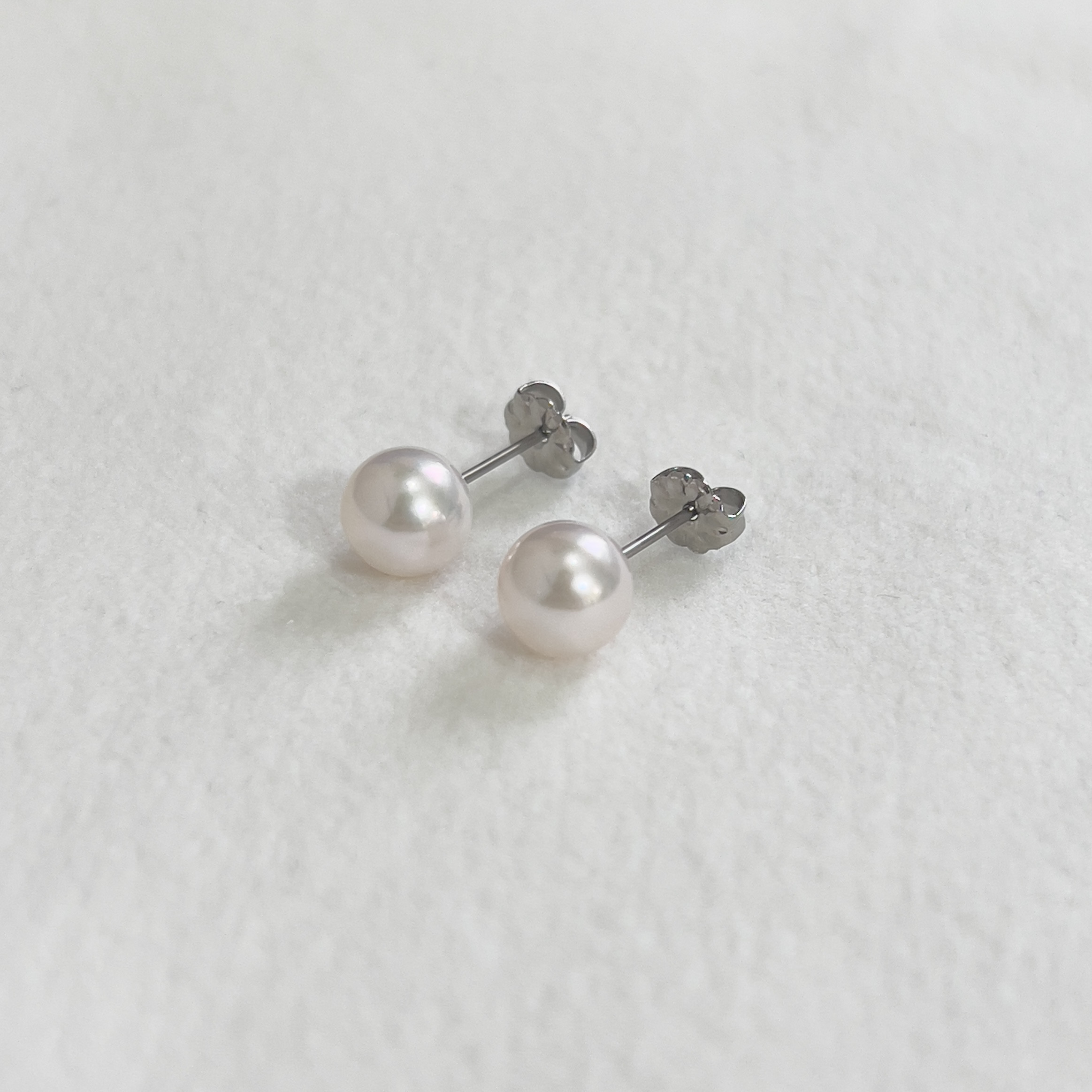 チタン 一粒 パールピアス あこや真珠 7.5-8ミリ 国産 本真珠 スタッドピアス