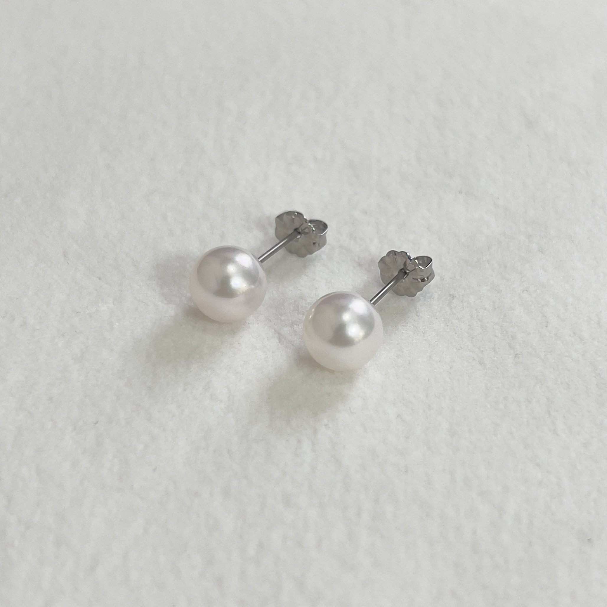 チタン 一粒 パールピアス あこや真珠 8-8.5ミリ 国産 本真珠 スタッドピアス