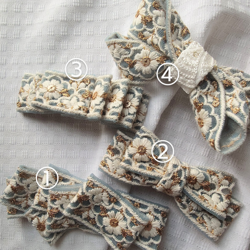 シルキーブルー インド刺繍リボンの髪飾り ヘアアクセサリー その他