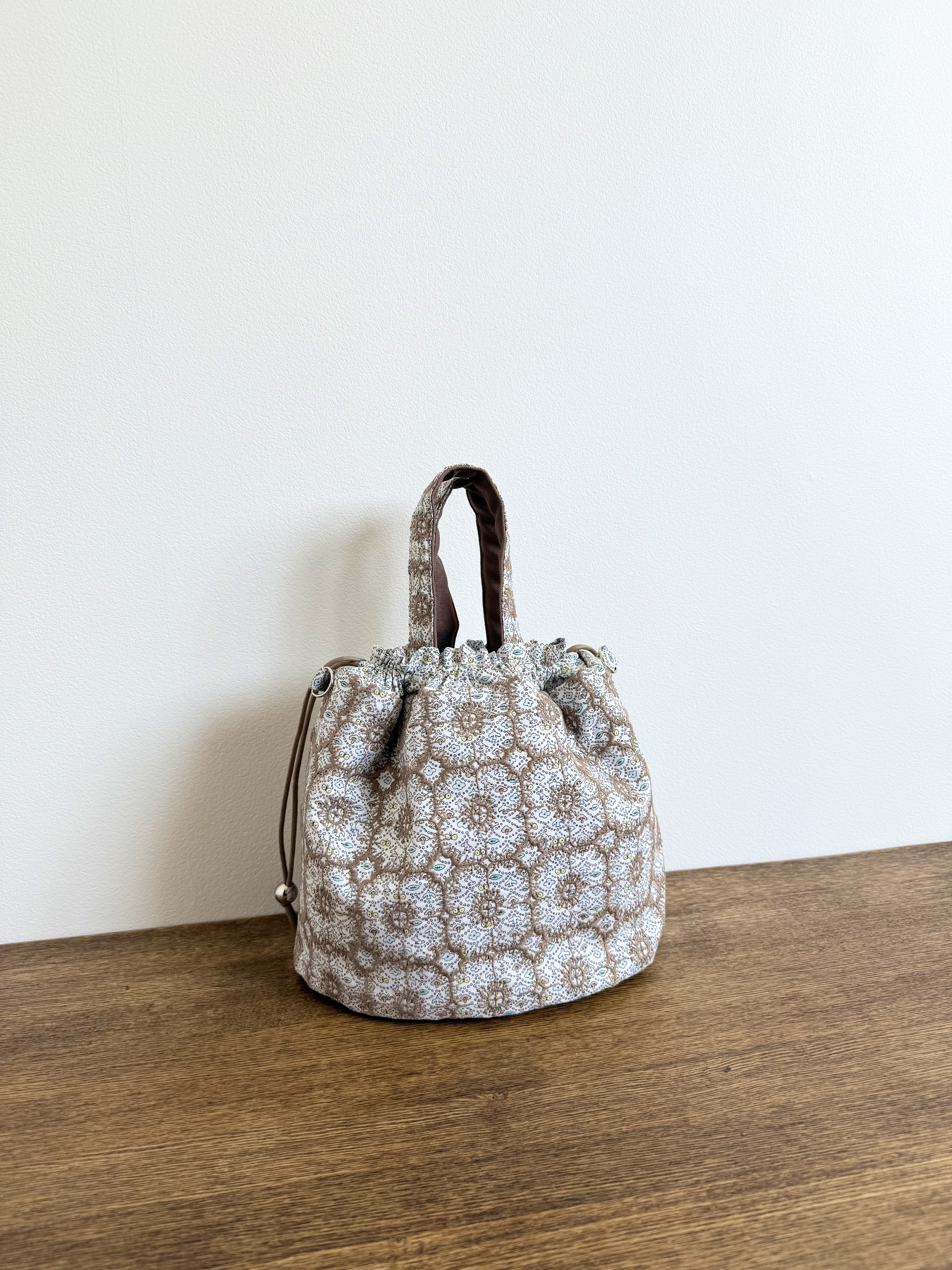 巾着バッグ＊ミナペルホネン  forest wave +anemone