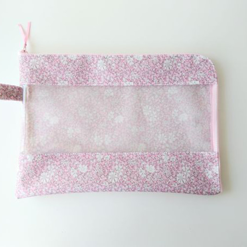 B5 L字ファスナー クリアポーチ カペルペッパー リバティ ラミネート