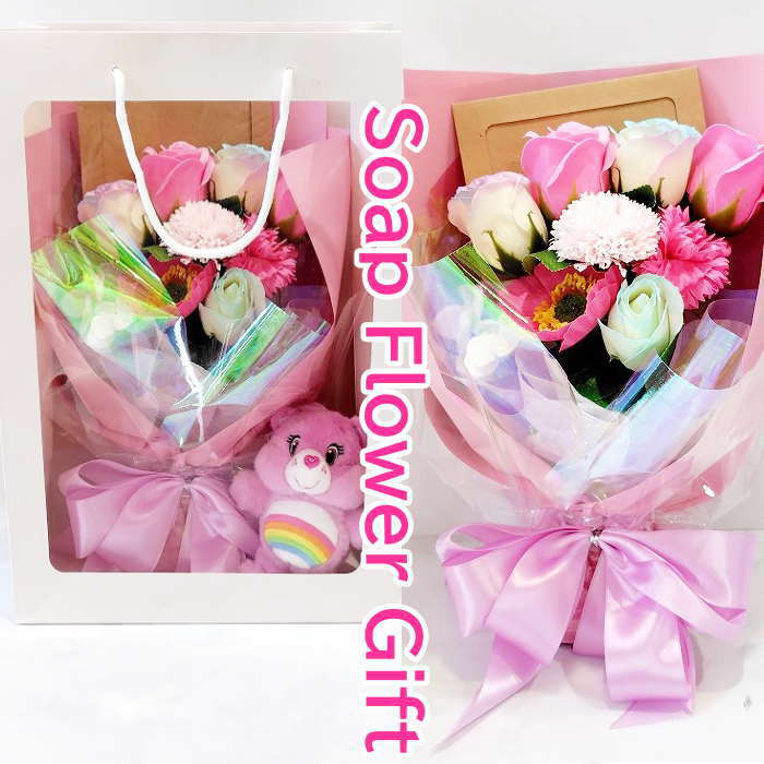 母の日 花 カーネーション 薔薇 花束 ソープフラワー 9本 花束 母の日ギフト アレンジ シャボンフラワー ソープフラ