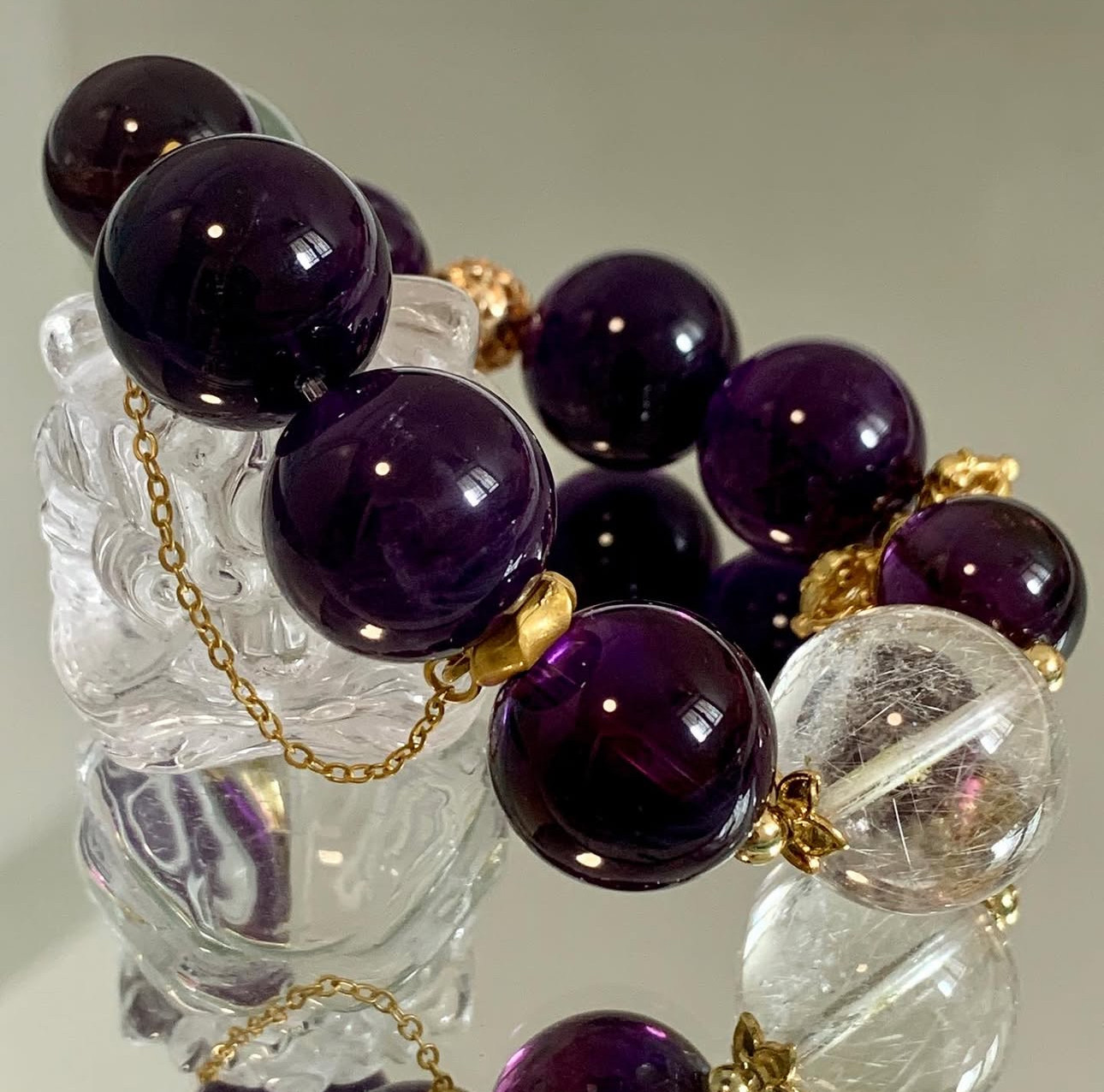 Crystal.EAA 翡翠ヘアクリスタルデザイン ゴールデンヘアクリスタル アメジスト ジャイアントビーズ