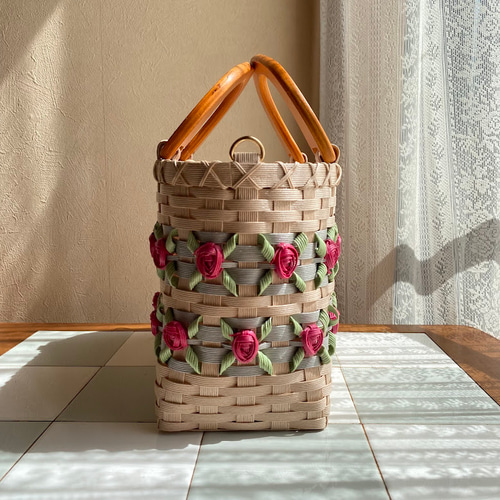 アートフラワー　ハンドメイド 籠バック  カゴバック お花 バラ 薔薇  1点物 ハンドメイドフラワーミニかごバッグ – ロリータファッション通販RonRon