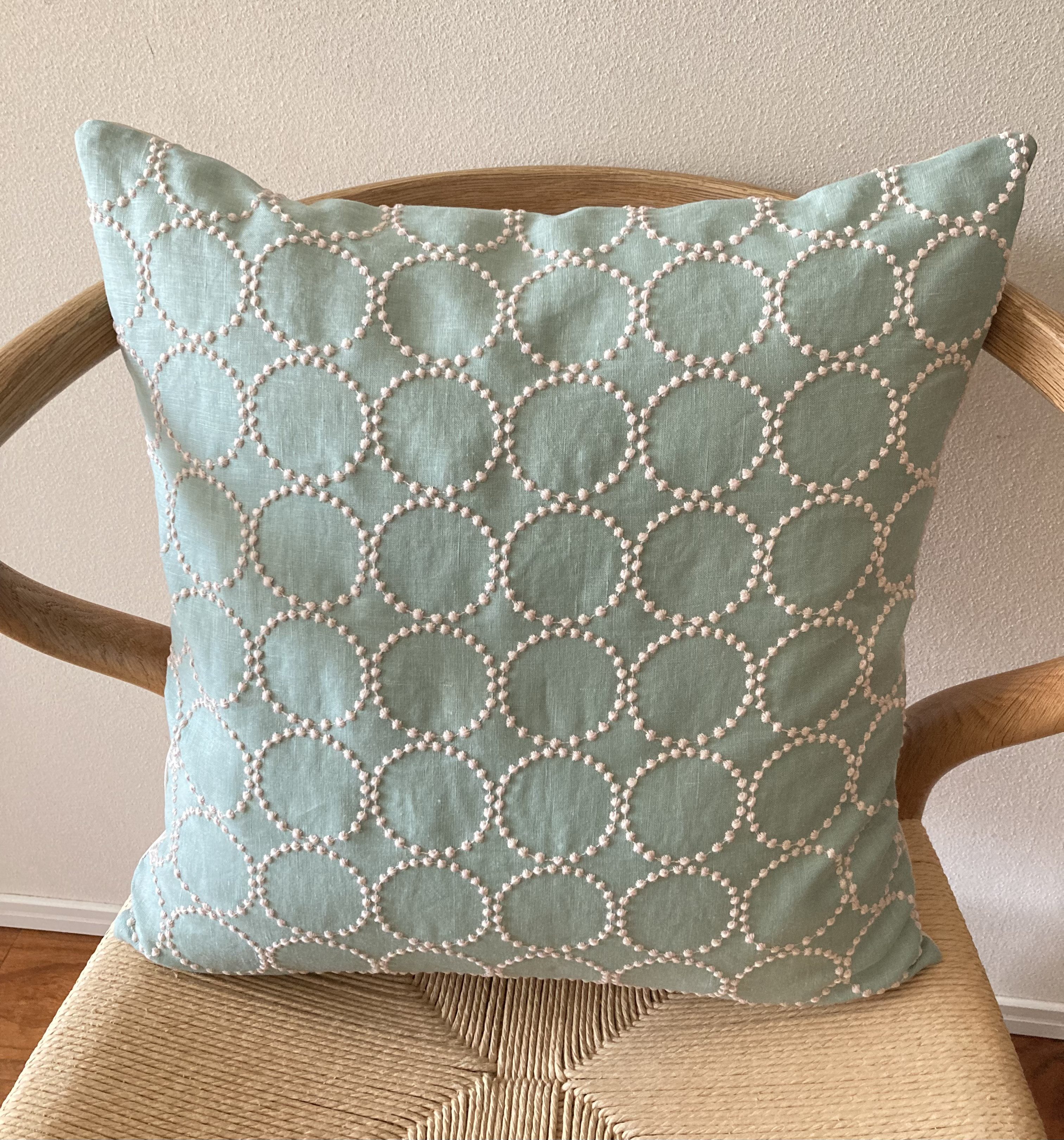 両面ミナペルホネン♪tambourine ライトグリーン　クッションカバー  45x45サイズ用