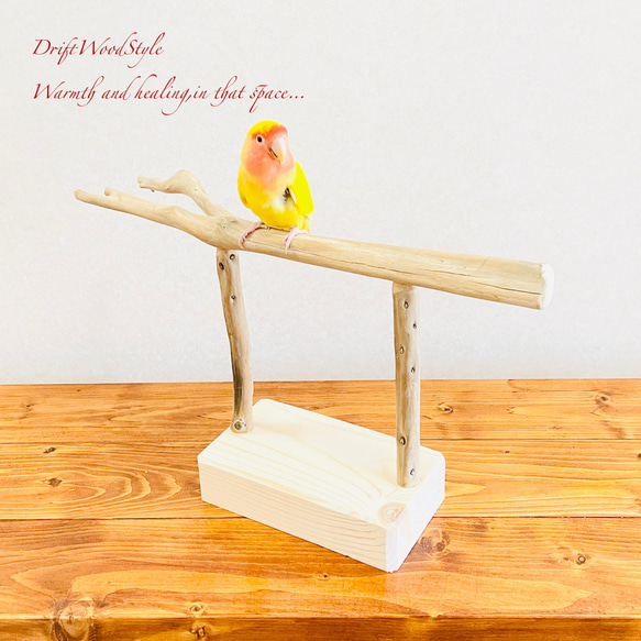 流木インテリア  小～大型インコが止まれる天然流木の小鳥の止まり木 スタンドタイプ インコ オウム 鳥 自然木 N4 4枚目の画像