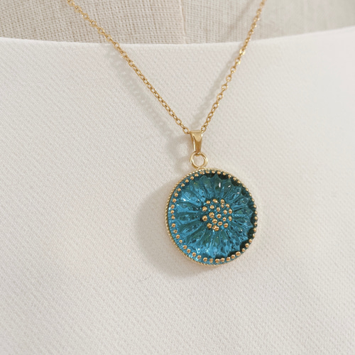 ビンテージ/BIJOUX.M.G/刻印/チェコガラス/ネックレス/ハート/ブルー ビンテージ/BIJOUX.M.G/刻印/チェコガラス/ネックレス/ハート
