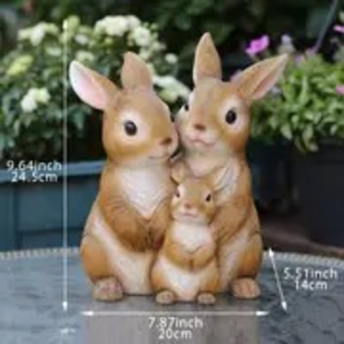 ラビット　兎　親子　陶器　オブジェ　置物　インテリア　工芸品　美術品　A1363 置物 オブジェ 3匹家族 ウサギ ラビット 兎 オーナメント ガーデン
