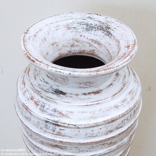 テラコッタ フラワーベース 80cm ホワイトウォッシュ トール 大型