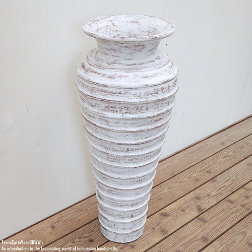 テラコッタ フラワーベース 80cm ホワイトウォッシュ トール 大型