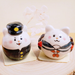 陶器]たまご型学生ねこの置物[猫 入学祝い] その他置物 chopiandchoco