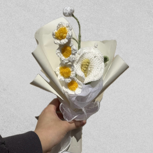 枯れない花 ミニブーケ 花束 カラー すずらん 白 結婚式 記念日 母の日