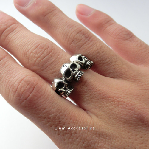 スカルヘッドリング シルバー925 18号 IR0017 指輪・リング（メンズ