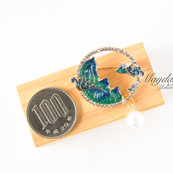  『古風〜緑の山景と波のブローチ』 9枚目の画像