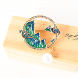  『古風〜緑の山景と波のブローチ』 6枚目の画像