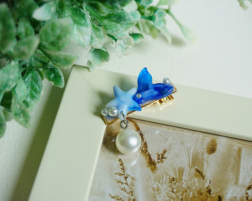 海の輝き 右開き ヘアクリップ・バナナクリップ Little Lazuli
