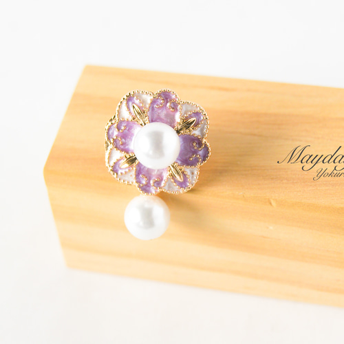 宝飾品　ふんだんに宝石（メノウ）を使って描いた花が咲いた大木 宝石の花飾りのブローチ〜くすみパープル〜』 ブローチ yokuri