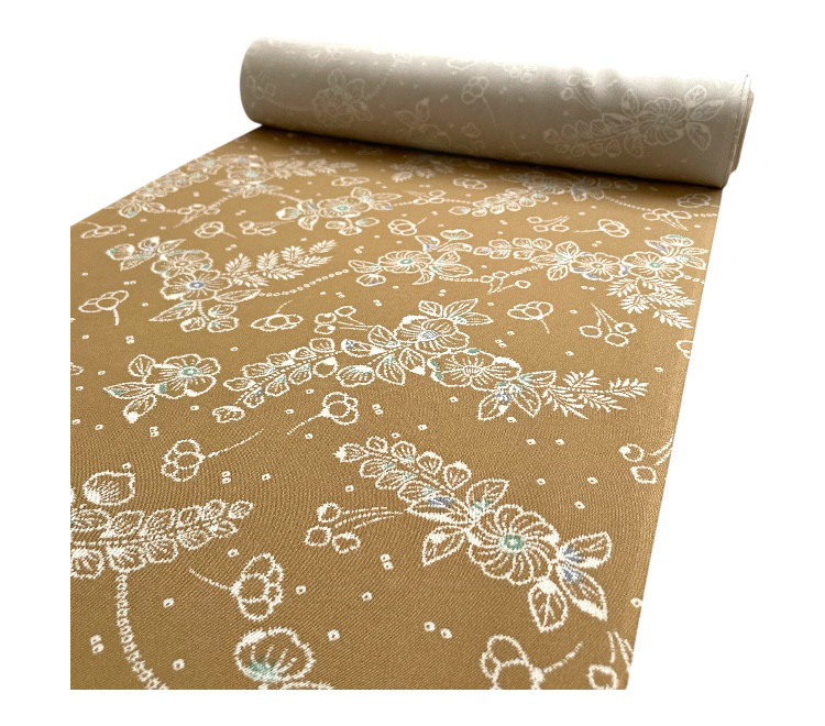 処分価格！正絹　小紋　染絞り　着物地　反物　ベージュ