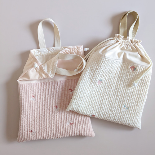 レッスンバッグ ✖️2 体操服袋　上履き入れ✖️2 コップ袋　ヌビ　ラベンダー刺繍 fa6b5bf1a429a295741ffeca26d70f