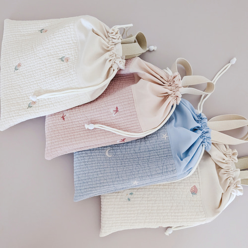 Clothes Bag 刺繍のヌビ お着替え袋 体操服入れ 体操着入れ 巾着 ヌビ