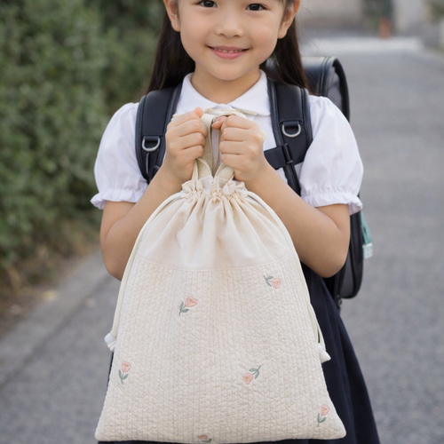 Clothes Bag 刺繍のヌビ お着替え袋 体操服入れ 体操着入れ 巾着 ヌビ