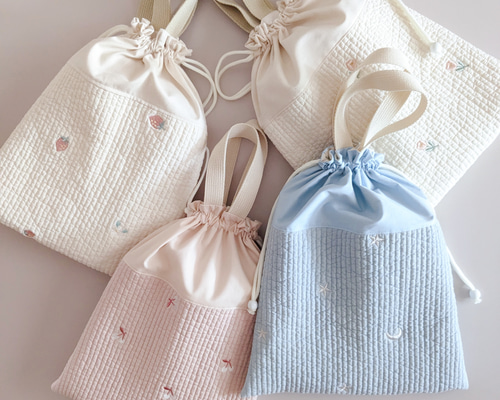 Clothes Bag 刺繍のヌビ お着替え袋 体操服入れ 体操着入れ 巾着