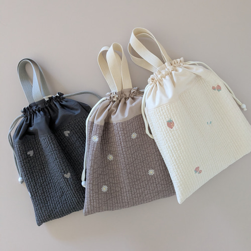 Clothes Bag 刺繍のヌビ お着替え袋 体操服入れ 体操着入れ 巾着 ヌビ