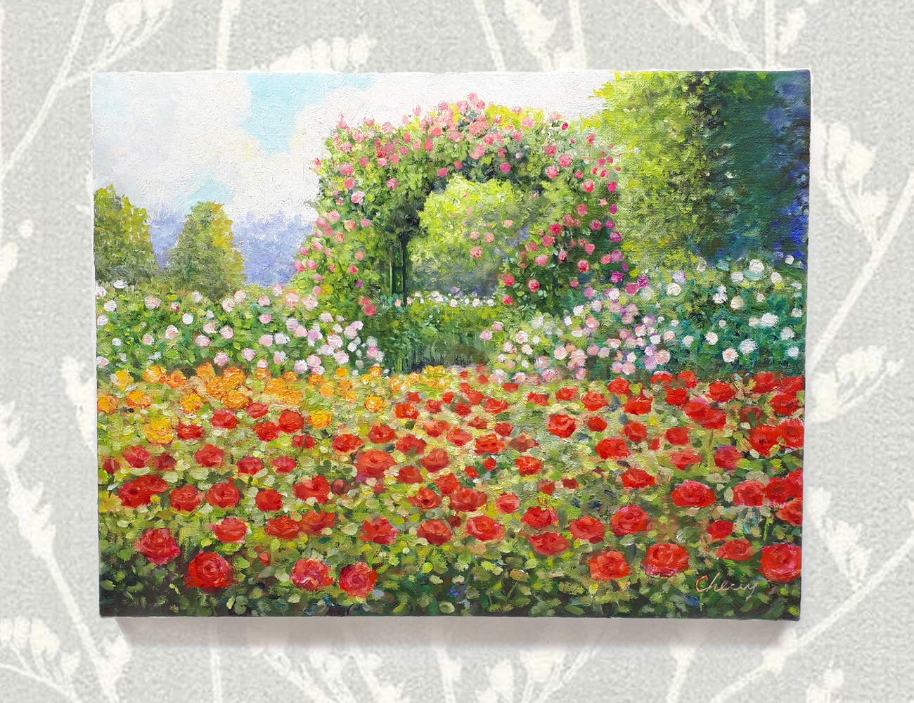 金丸直衛「薔薇」油絵・F6号 絵画買取・販売の小竹美術
