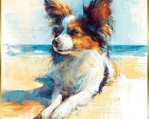 ✨【原画】『庭園でダンス』（絵画　パステル画　パピヨン　植物画　動物画　犬の絵） ✨【原画】『庭園でダンス』（絵画 パステル画 パピヨン 植物画