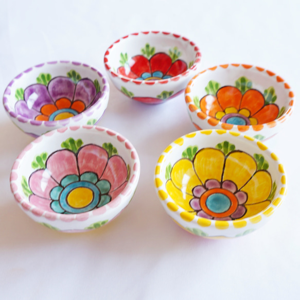 小鉢 7cm 花 マヨリカ焼き イタリア陶器 COP042 薬味皿・豆皿