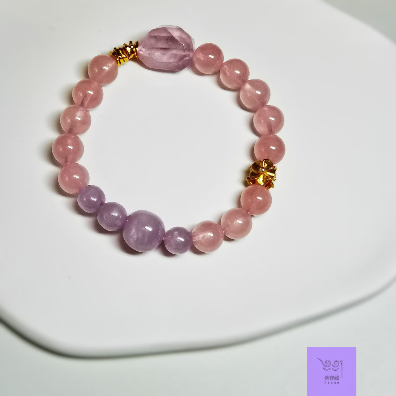 ＊ピンクの光で満たす、愛のブレスレット＊ローズクォーツ・クンツァイト