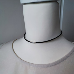 チューブ型メタルビーズと黒ビーズのシンプルチョーカー（マグネットとめ金具に変更可能です） 8枚目の画像