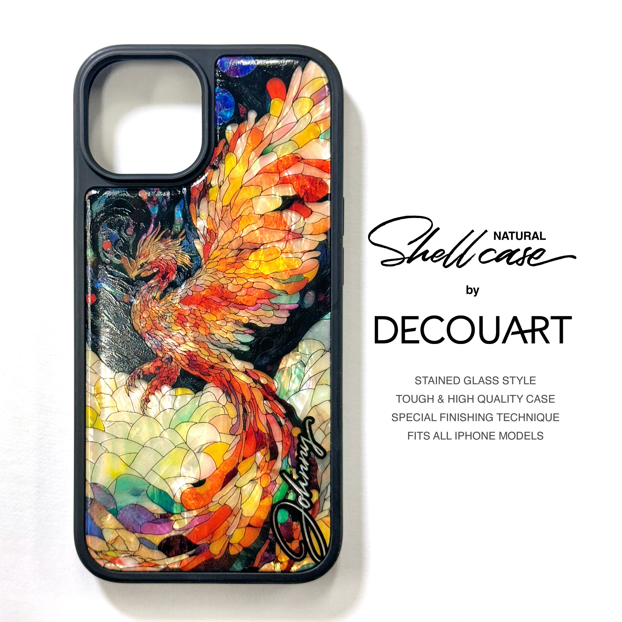 iPhone 17 16 鳳凰 螺鈿風 名入れ可 天然貝シェル 全機種対応 ケース 耐衝撃カバー 065 4,963円
