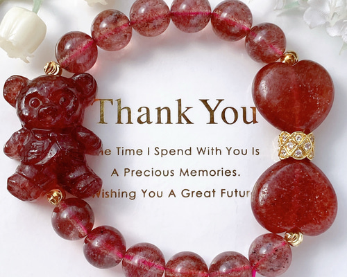 まゆ様♥️ブレス2本♡ラリマー くま＆ストロベリークォーツ苺天然石ブレスレット まゆ様♥️ブレス2本♡ラリマー くま＆ストロベリークォーツ苺