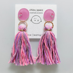 2way*ブラックとダルメシアンなタッセルのピアス/イヤリング ピアス
