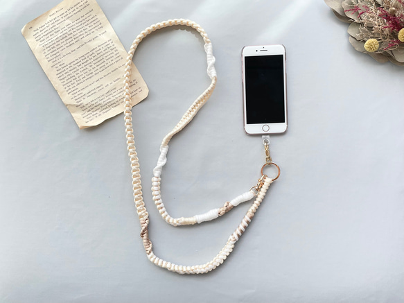 パラコードで作るスマホショルダーストラップ(ホワイト×クリーム