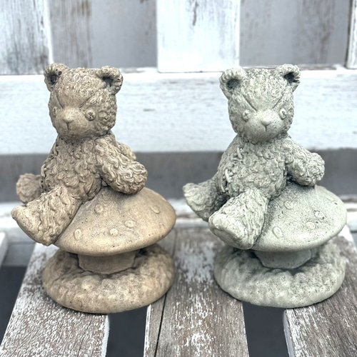 ベア くま ブラウン アイボリー クマ 熊 オブジェ 置物 ガーデニング