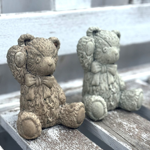 ベア くま ブラウン アイボリー クマ 熊 オブジェ 置物 ガーデニング